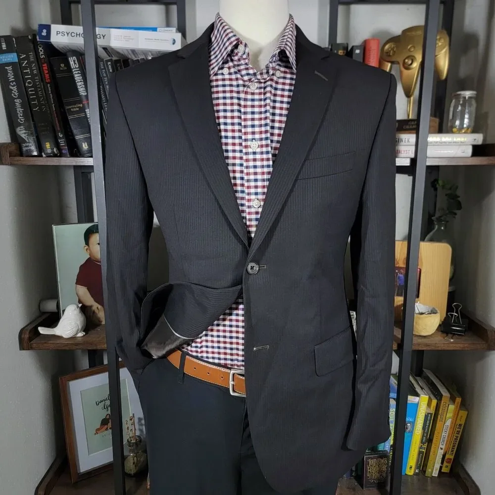 S.Cohen Performance Men's Sport Coat Blazer Two Button Brown Black‎ Wool 39R
